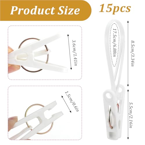 15 Pack Laundry Hooks with Rope, Clothes Pins & Hanging Clips, Baby Clothes