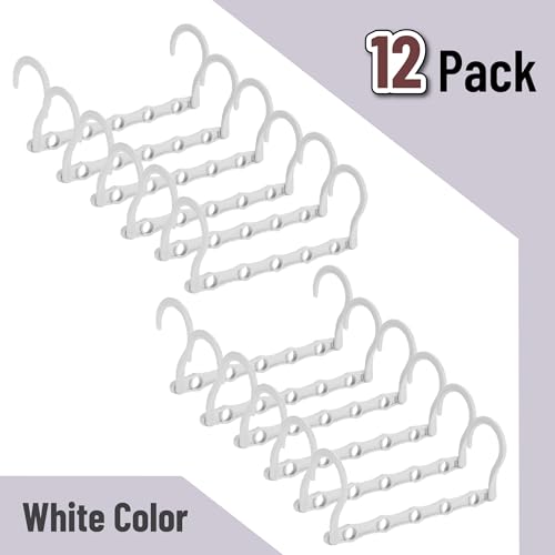 Mr. Pen- Space Saving Hangers for Clothes, 12 pcs, White, Plastic Multi Clothes Hangers Space Saving, 5 Slots, 360° Rotating Hooks - color: White