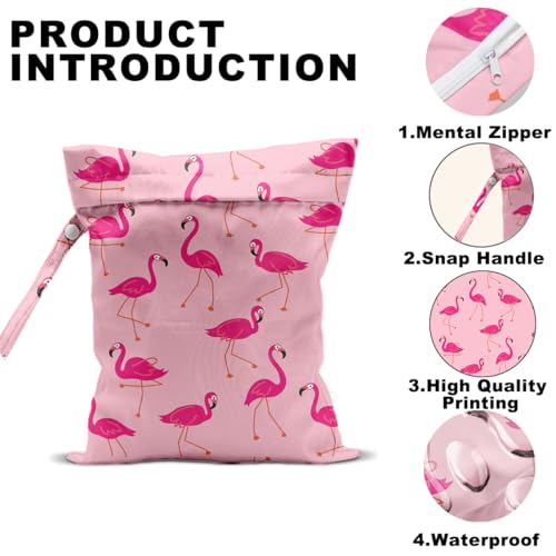 Pink Flamingo Wet Bag 12x10 Inch, Flamingo Waterproof Travel Laundry Bag - color: Flamingo 1418
