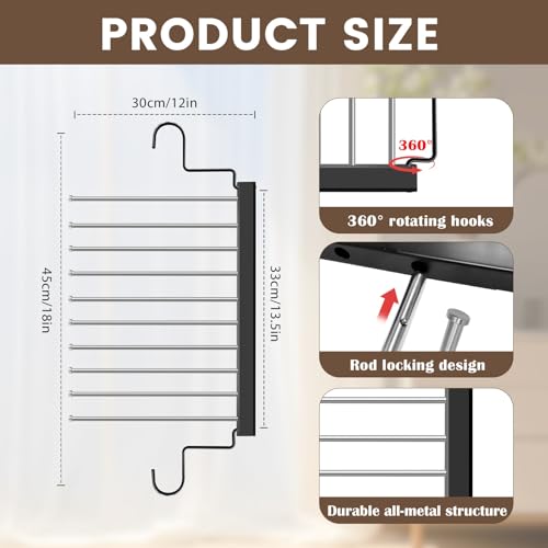 Pants Hangers Space Saving for Closet: 10 Layer Metal Jean Hanger