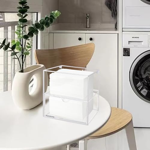 Dryer Sheet Holder Box Acrylic Laundry Sheets Container Storage Dispenser - color: Clear-2tier