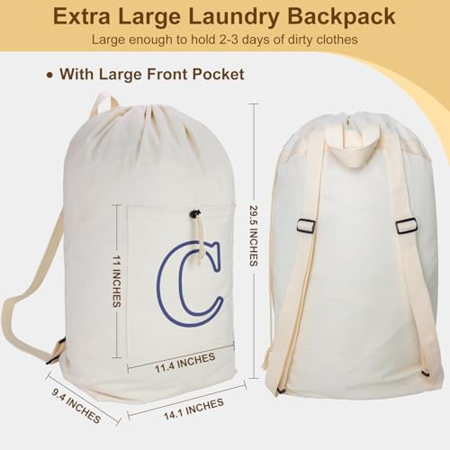 Laundry Bag Backpack Personalized Initial Canvas Laundry Bag, Letter C - color: Letter C, size: X-Large