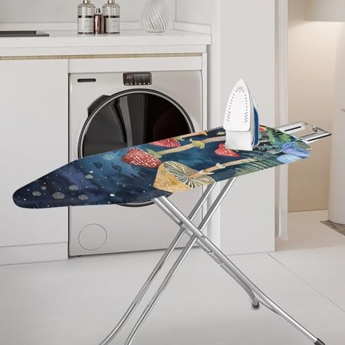 Mushroom Ironing Board Cover Padded with Hook and Loop, Blue Ironing Board Covers with Padding Scorch and Stain Resistant - color: Mushroom
