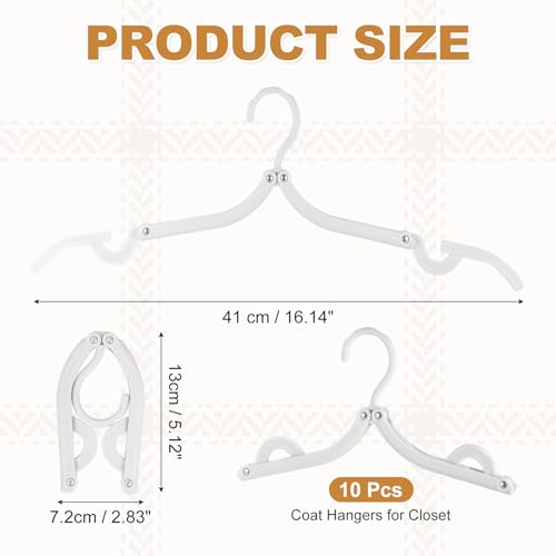 uxcell 10 Pcs Portable Travel Hangers, Plastic Foldable Hangers Cruise Essentials Clothes Drying Rack for Camping Flying Suitcase Travel Accessories Road Trip Hotel, White - color: White