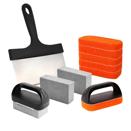 Griddle Cleaning Kit for Blackstone, Heavy-Duty Scraper & Ergonomic Handles - color: 12pcs Orange