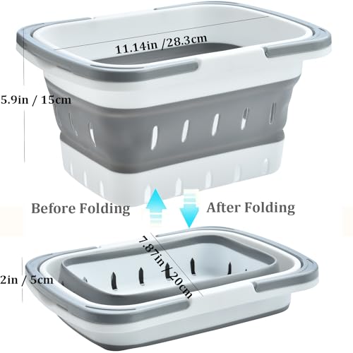 Haundry Portable Shower Caddy Basket, Foldable Caddy Basket with Handles, Collapsible Storage Organizer for Bathroom, Kitchen, College Dorm,Gym (Grey) - color: Grey