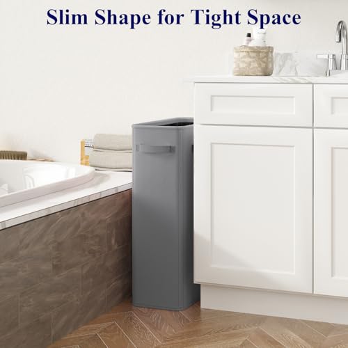 Optish 50L Slim Laundry Hamper, Small Laundry Hamper With Handles, Narrow Laundry Basket for Dorm, Bedroom, Living Room, Collapsible Laundry Basket, Grey - color: Grey, size: 50L