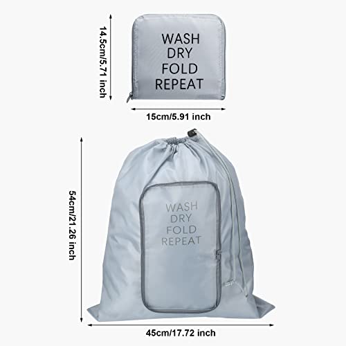 Boao 2 Pcs Travel Laundry Bag with Drawstring Zipper - color: Gray, Blue, size: Classic