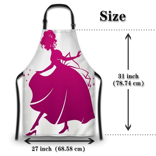 Garden Apron for Women Cinderella Mans Aprons for Kitchen Cooking Restaurant BBQ Painting Crafting Gardening 27” (W) x 31” (H), Waterproof Apron - color: Cinderella