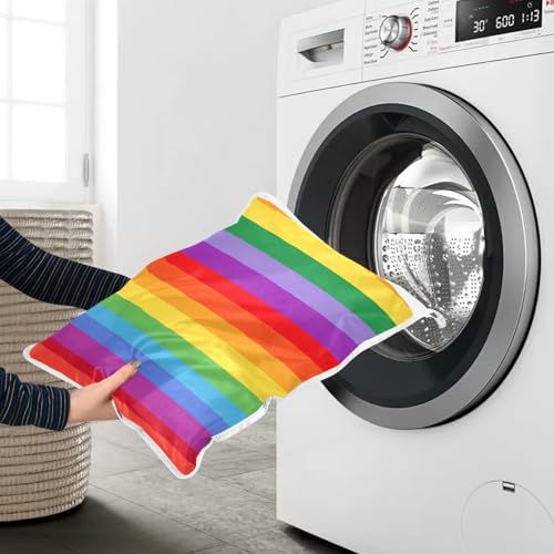 Mesh Laundry Bags Lingerie Bags for Washing Delicates 2 PCS Durable Wash Bag with Zipper Small and Medium Washable Vibrant Colorful Stripes - color: Vibrant Colorful Stripes