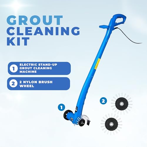 Electric Stand-Up Grout Cleaner | Compact Ceramic Tile Floor Scrubber Tool - style: Small Bundle
