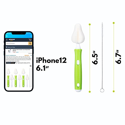 Baby Bottle Brush Kit (Green), Sponge Heads, Straw Cleaners, Compact Tool