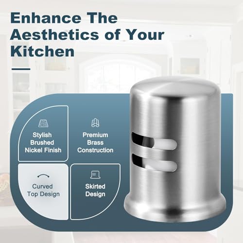 Dishwasher Air Gap Cover for Kitchen, Solid Brass Air Gap Cap with Skirted Design, Dishwasher Overflow Vent Cap Replacement Only, Brushed Nickel - color: Brushed Nickel