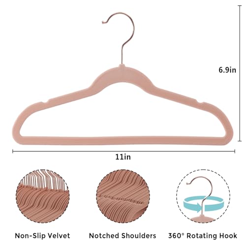 Tonswachic Baby Velvet Hangers 30 Pack - 11 Inch Non Slip Felt Kids Hanger for Newborn Clothes - Ultra Thin Space-Saving Infant Hangers for Toddler Kids' Closet with 10 Hanger Clips - Pink - color: Pink, size: 30 Pack