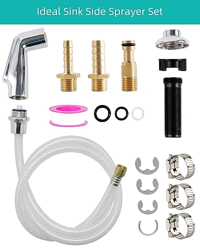 Universal Kitchen Sink Spray Attachment/Hose/Holder Set, Chrome - color: Chrome, style: transparent hose/single spray mode