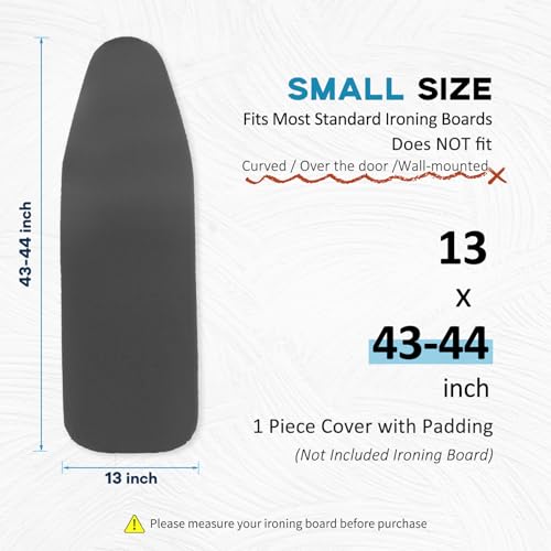 RAINHOL 43x13 Small Ironing Board Cover and Pad, Black - color: Black, size: 43"L x 13"W