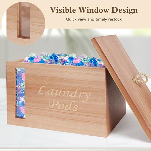 2 Pcs Laundry Pods Container & Dryer Sheet Holder with Window, Walnut Brown - color: Walnut brown