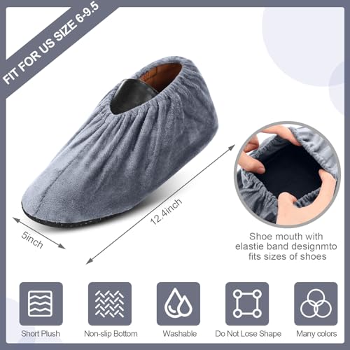 JaGely 11 Pair 11 Pair Reusable Cloth Shoe Covers for Indoors, Grey - color: Grey