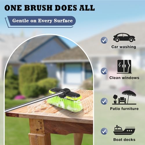 Car Wash Brush Head 8", Scrub Brush Attachment for Extension Pole, Outdoor Cleaning Tool for Window, Wall, Floor, Deck, Patio - size: 1 Pack