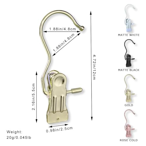 Hangers Clips,Stainless Hooks for Closet Hooks,Heavy Duty Clothespins Laundry Hanging Hooks,Travel Portable Clothes,Boot Tall Towel Hats Socks Pants and Bras (30, Gold) - color: Gold