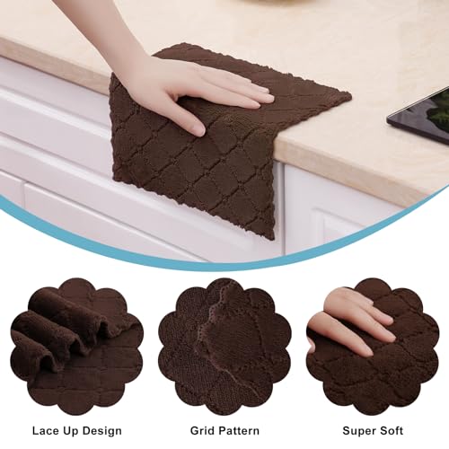 Homaxy 12 Pack Super Soft & Absorbent Dish Cloths, 10" x 10", Brown - color: Brown, size: 10 x 10 inch-12 pack