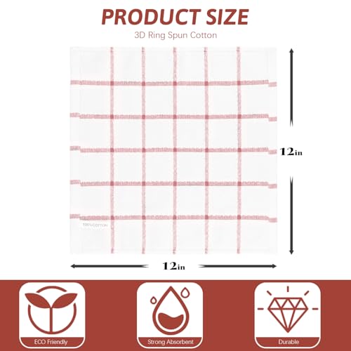 Nialnant 8 Pack Dish Cloths for Washing Dishes - color: Red Plaid, size: 12 x 12 in - 8PCS