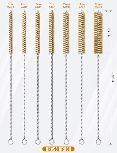 7pcs Brass Wire Brushes Set, 12 inch Pipe Cleaner Brush - style: BrassWireBrush7PCS