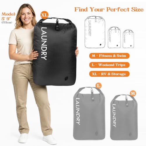 Travel Laundry Bag, Waterproof Compression Storage for Dirty Clothes - color: Black, size: X-Large