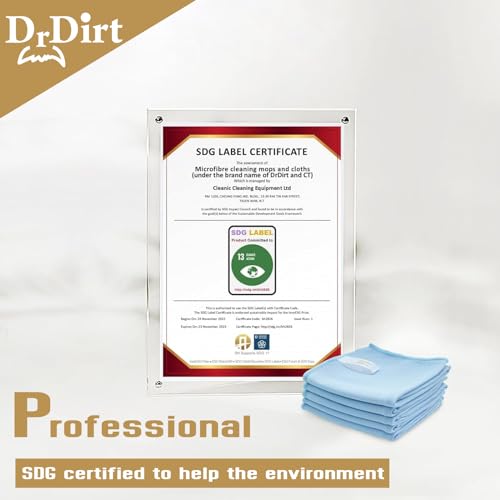 DrDirt Glass Cleaning Cloths, 5 Pack, Microfiber, Lint-Free