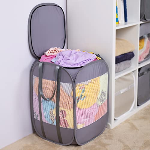Pop-Up Laundry Hamper with YKK Zipper Lid, 1.5 Loads, Reinforced Handles