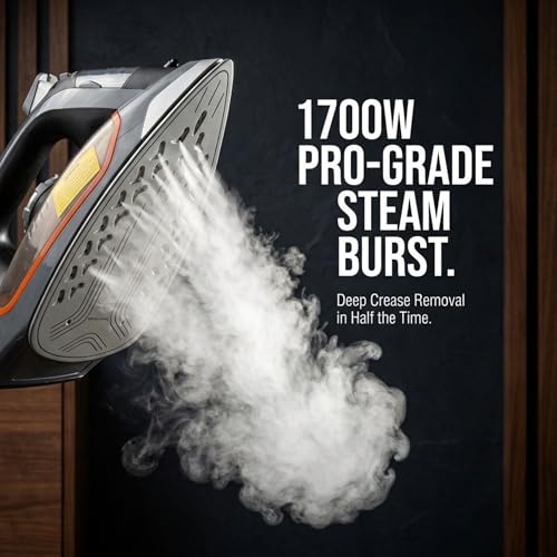 Bartnelli Pro Luxury Steam Iron for Clothes - 1700W Heavy-Duty Commercial Iron with Multi-Layer Ceramic Soleplate, Active Anti-Drip Technology, Smart 3-Way Auto Shut-Off & Precision Tip
