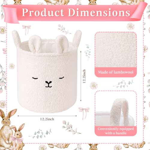 Novabright Sherpa Bunny Nursery Storage Basket Laundry Hamper with Handles