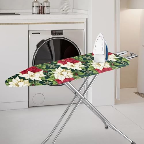 Christmas Floral 54 x 15 Ironing Board Cover Standard Full Size Elastic Edge Scorch Stain Resistant Ironing Cover - color: Christmas Floral