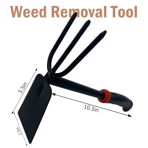 Hoe and Cultivator Garden Rake, Hoe & Sturdy 3 Claw Tiller, 2-in-1 Gardening Hand Tools for Digging - color: Double-ended weed nippers