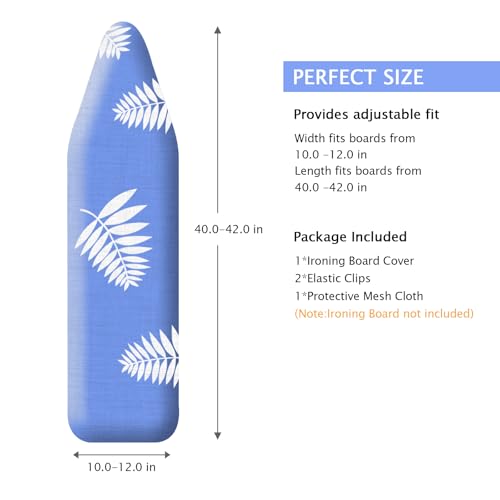 SheeChung Ironing Board Cover and Pad 13"x43",Scorch and Stain Resistant - color: Blue+leaf, size: 43"L x 13"W