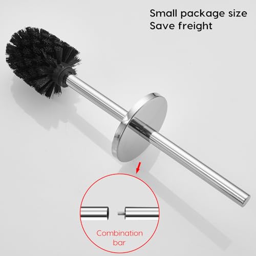 Chrome-Plated Wall-Mounted Stainless Steel Toilet Brush and Holder - color: Chrome