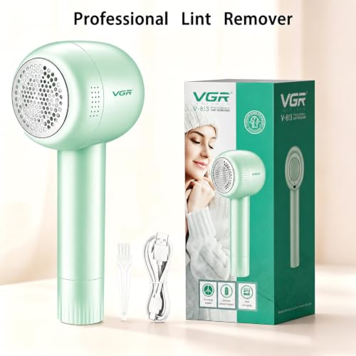VGR 813 Rechargeable Fabric Shaver,6-Blade Lint Remover,Green - color: Green