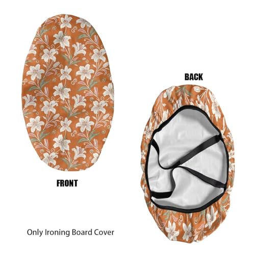 Tabletop Ironing Board Cover with Orange Lily Floral Pattern, Easy Replacement Iron Board Dust Cover, Resist Scorching Mini Iron Board Protector 14"x24" - color: Orange Lily Floral Pattern
