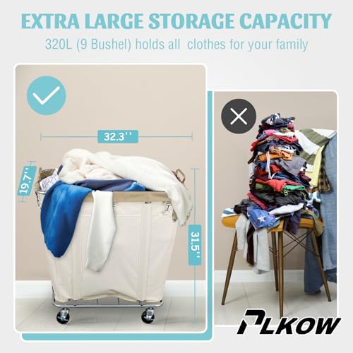 PLKOW 320L Rolling Laundry Cart with Wheels, Beige - color: Beige-320L