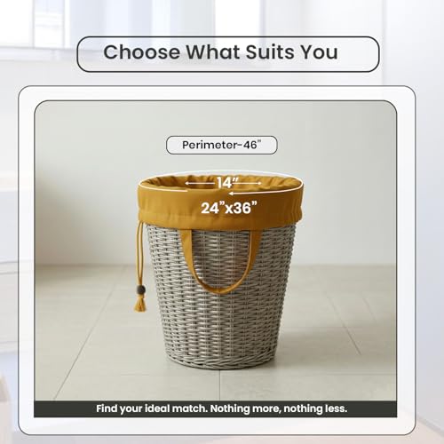 LFH Home Cotton Rich Canvas Large Laundry Bag with Handle, Heavy Duty Drawstring Closure Washable Laundry Bags, School Travel, Home, Hotel, College Dorm, Organizer Sack, Toys Clothes 24x36-Yellow - color: Yellow, size: 24”x36”