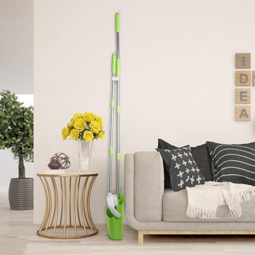 Broom and Dustpan Combo Set,51" Long Handle,Gray Green - color: Green 1-pack