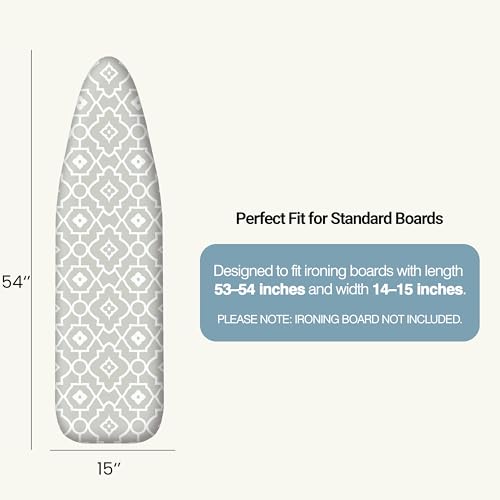 UniSimp Ironing Board Cover and Pad 15"x54" Extra Thick Natural Cotton, Scorch and Stain Resistant Padding, Standard Size Iron Board Cover with Fasteners Heavy Duty Elastic Edge, Heatproof Geometric - color: Geometric, size: 15" x 54"