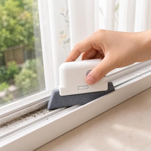 1 PcsWindow Track Cleaning Brush, Window Groove Cleaning Brush, Universal Window Sill Cleaner Tool, Sliding Door Track Cleaner Brushes for Home Kitchen Tracks Shutters Crevice Water Stain Remover