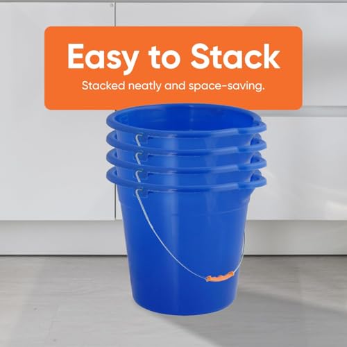 Superio 2.75 Gallon Plastic Mop Bucket with Grip Handle, Utility Pail for Cleaning, Car Wash, Fishing, Camping & Household Use, 10 Liter, Royal Blue - 2 Pack - color: Royal Blue, size: 2 Pack