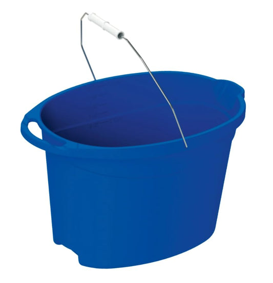 (2 Pack) 12 Quart Oval Plastic Bucket - with Metal Handle & Pour Spout