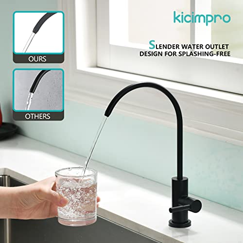Kicimpro Water Filter Faucet for RO System, Non-Air Gap, Matte Black - color: Matte Black, size: 10.3 Inches