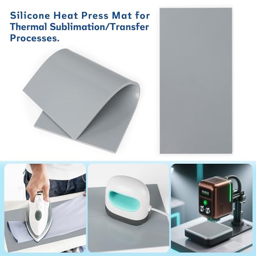 3PCS Silicone Heat Press Pad 1/8"x4"x8" Heat Press Cover Mat Heat Resistant to 536°F for Hat HTV Transfer Vinyl Ironing DIY Small Business Home Use - color: Grey-3PCS 1/8"x4"x8"