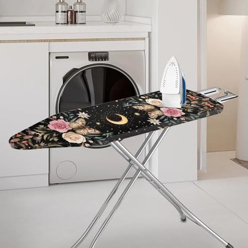 Butterfly Rose Ironing Board Cover Dust Covers Standard Ironing Board Full Size with Elastic Edge and Hook and Loop Fasteners Stain Resistant Cover for Ironing Board - color: Butterfly Rose