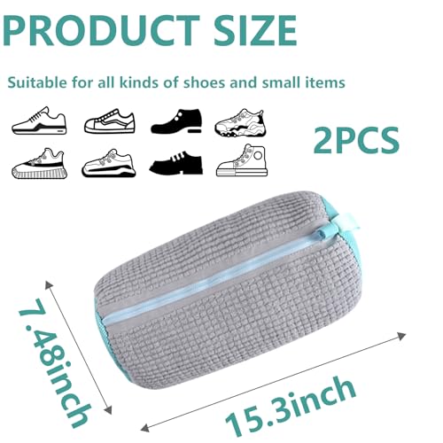 2 Pcs Shoe Washing Machine Bags Laundry Shoe Bags With Self-locking Zipper for Washer and Dryer Reusable Shoes Cleaning Bag for Sneaker Tennis Shoes Unstain Cleaner Kit