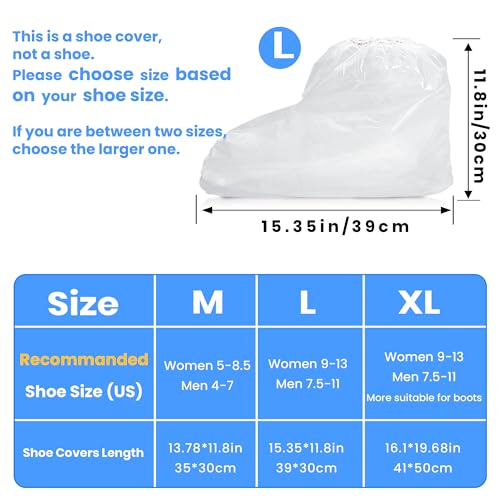 10 Pairs Disposable Waterproof Shoe Covers for Rain - Plastic Rain Shoe Covers - Non-Slip Indoor Outdoor Rain Cover for Shoes,Plastic Overshoes for Men Women -Water Proof Boot Protector – Clear-L - color: L(women 9-13, Men 7.5-11)-clear